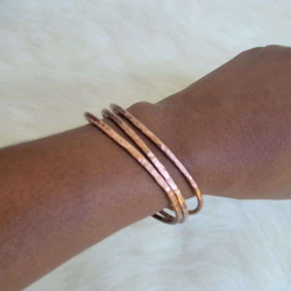 Set of 3 adjustable copper bangles